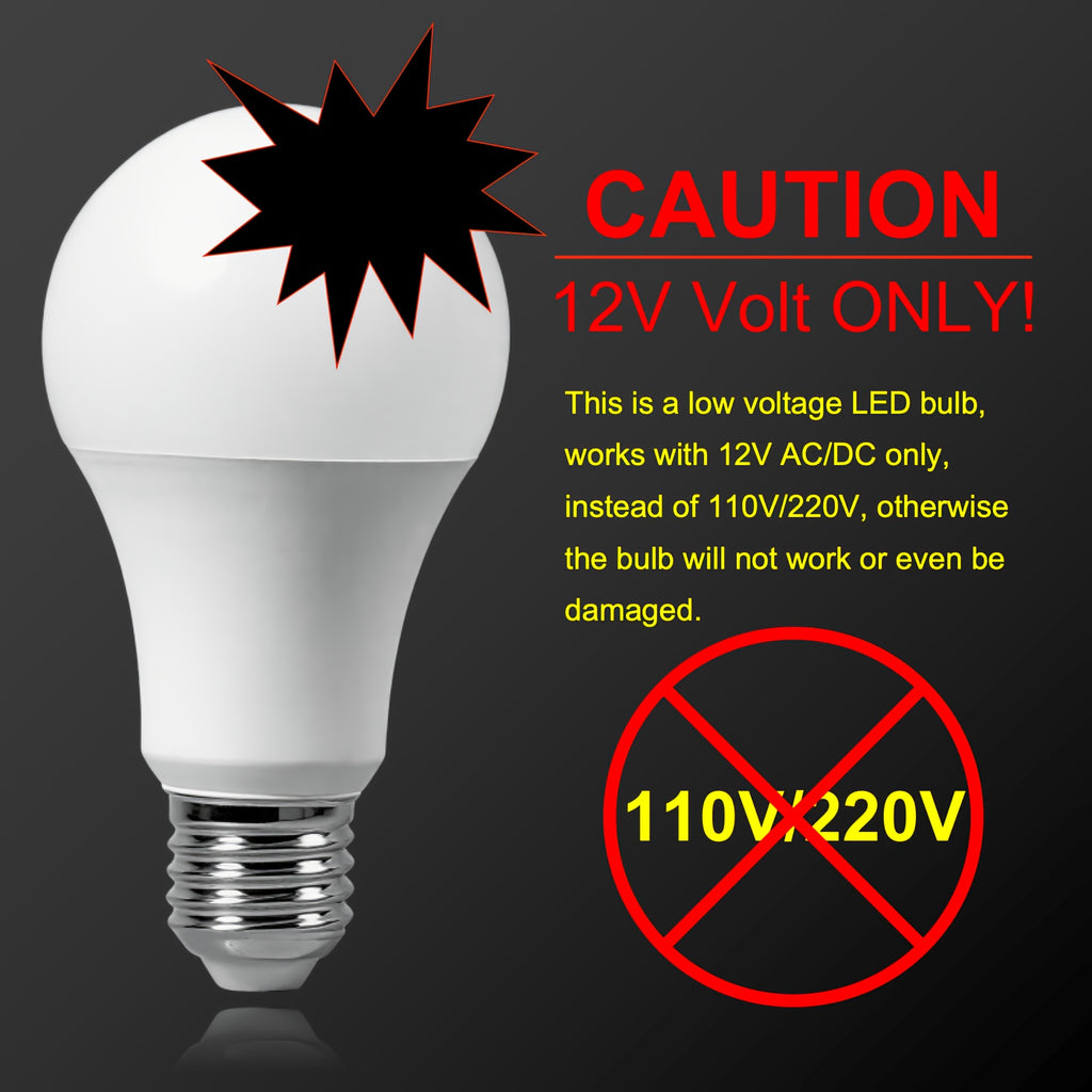 2-pack 12V low voltage LED tube, AC/DC dual-use, suitable for battery packs, generators, E27 screw base, shatterproof tube, high brightness (6500K/bright white, 4000K/daylight white, 3000K/warm white)
