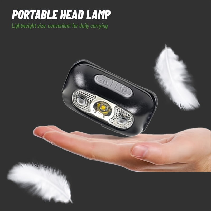 1Pc Mini Rechargeable Powerful Induction Headlamp, Smart Wave Motion Sensor Head Flashlight, USB Rechargeable Searchlight, Ideal for Fishing, Hiking, Repair and Emergency Lighting
