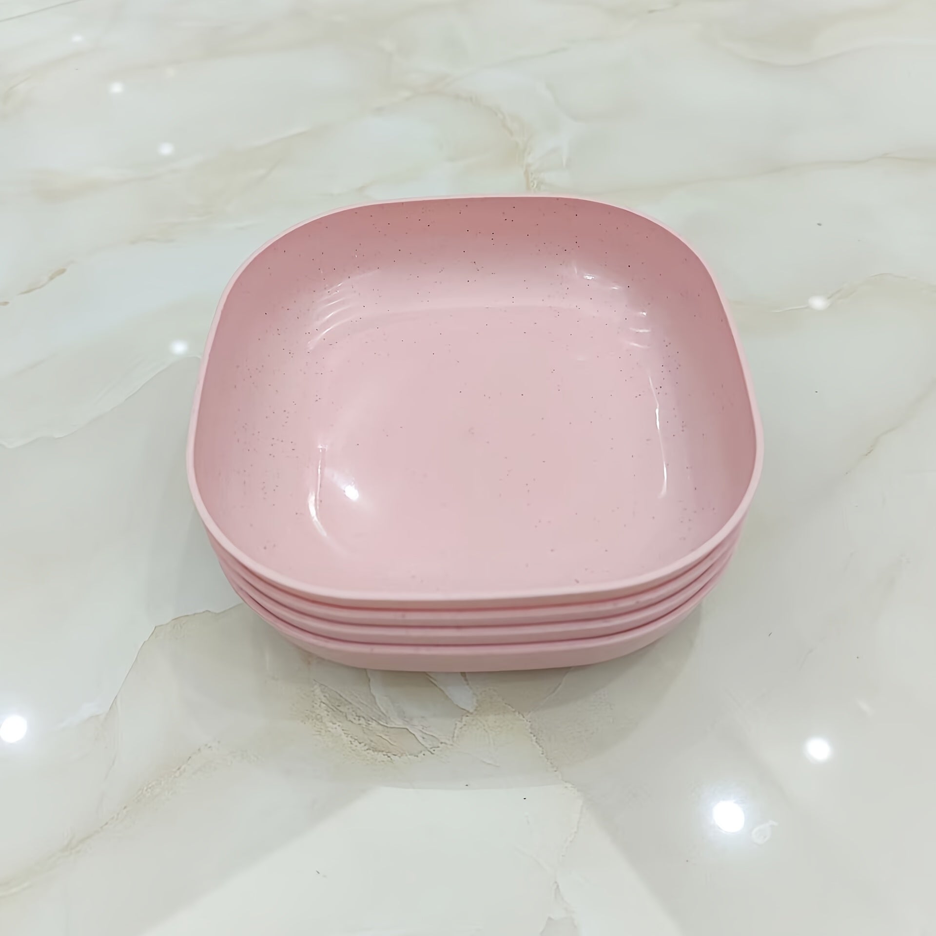 4/5Pcs Square Deepened Plates, Thickened Lightweight Dinner Plates, Microwave Safe & Dishwasher Washable, Easy Clean Stackable Shatterproof Tableware, Ideal for Fruit Salad Dessert Party Camping & Back to School