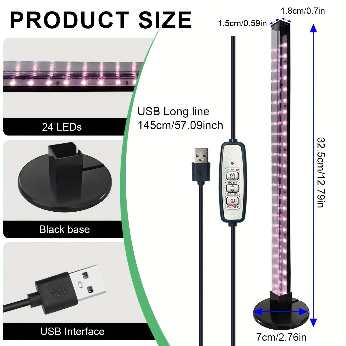 Indoor Full Spectrum Plant Grow Light, USB Desktop Plant Supplement Light, 2/4/8H Auto Timer, Dimmable Brightness, Ideal for Succulents and Small Plants