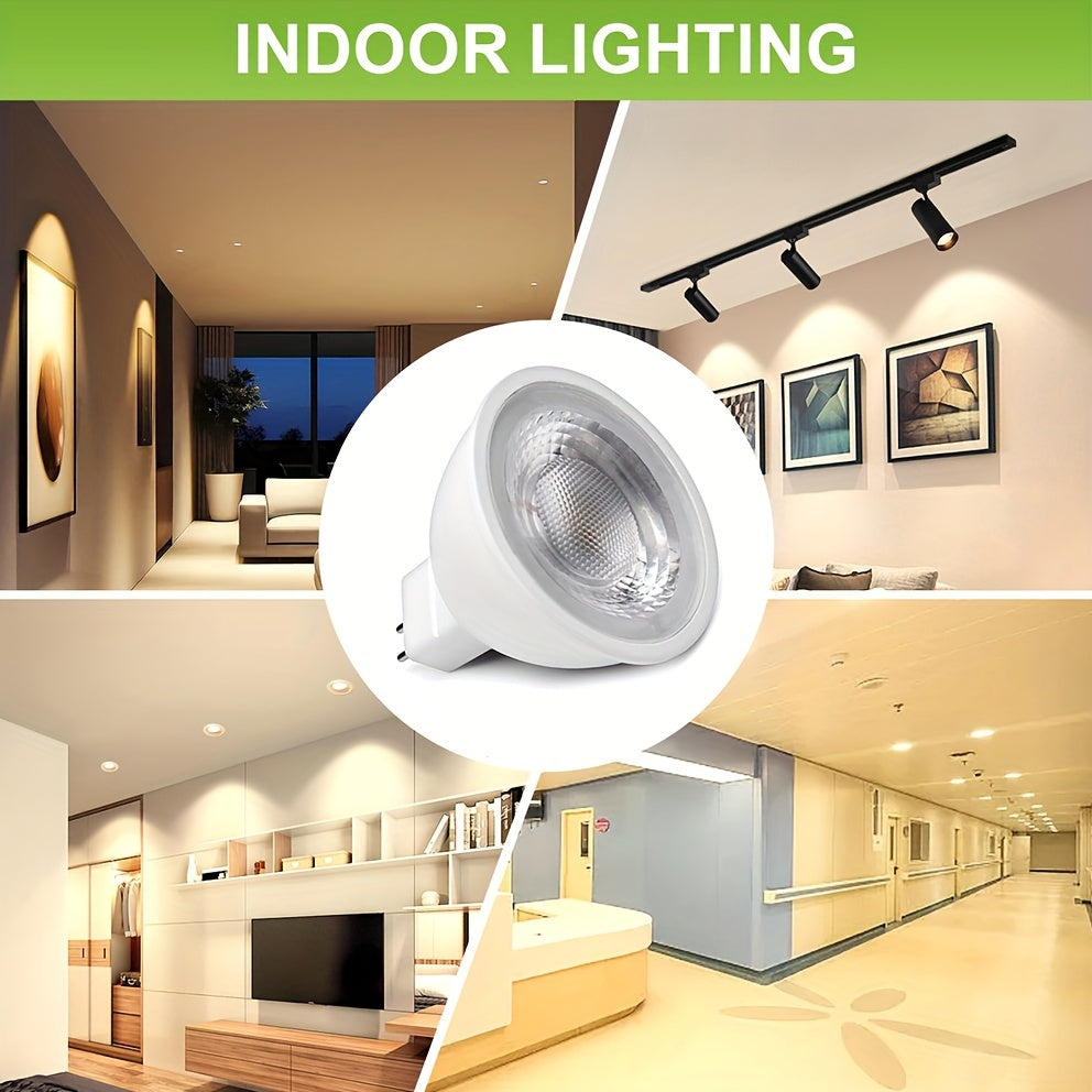 MR16 GU5.3 LED track light spotlight downlight recessed light source bulb, chandelier LED spotlight MR16 lamp cup indoor outdoor hallway AC/DC 12V GU5.3 3000K 5W two-pin base bulb, replaces 50W halogen bulb, 4/6/10-pack