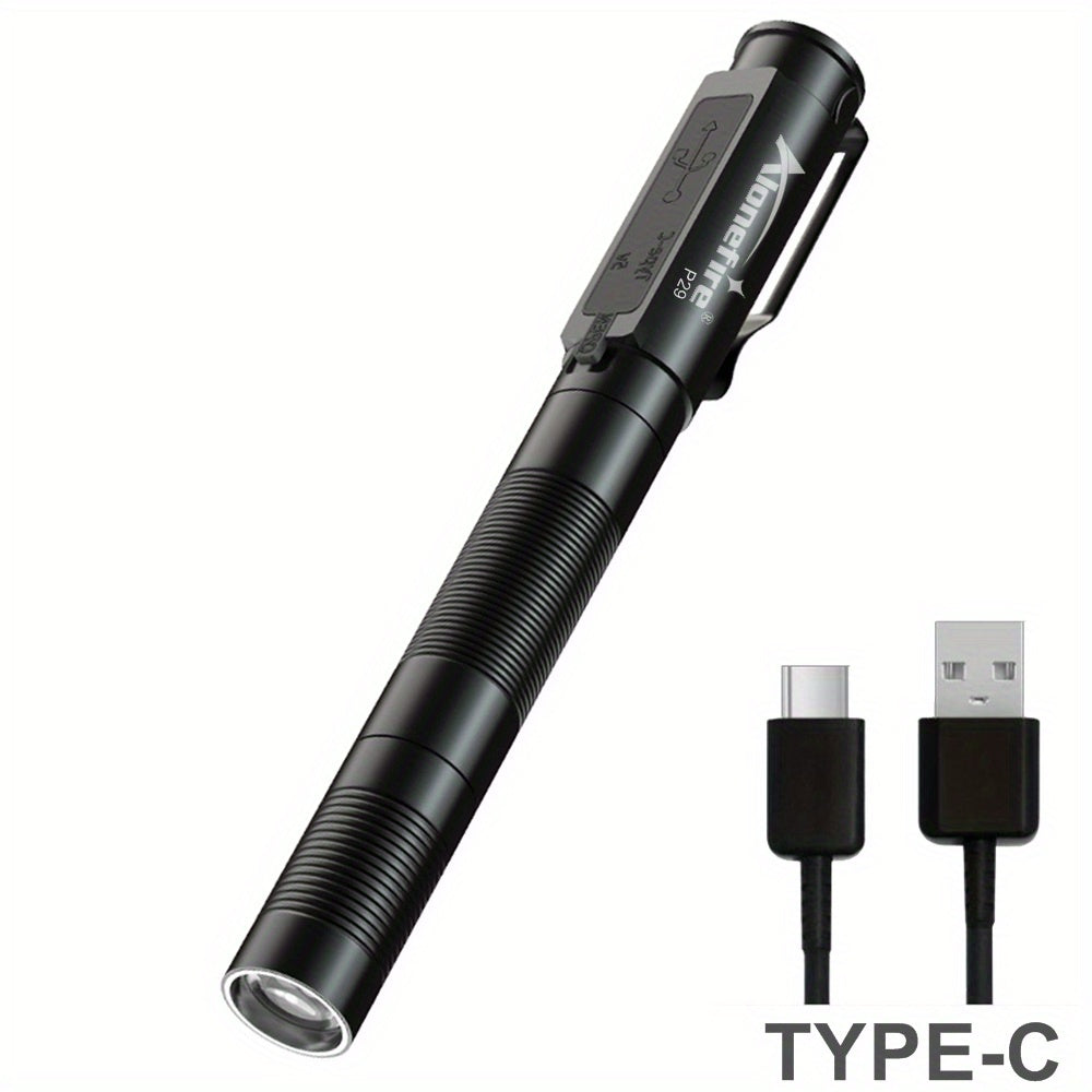 1 Alonefire P29 Mini USB Rechargeable LED Flashlight, Built-in Battery, USB Zoom Light, 3 Modes (High/Low/Strobe), Adjustable Beam & Pupil Detection, Portable Design for Camping, Hiking & Emergency – Pen-Style Flashlight