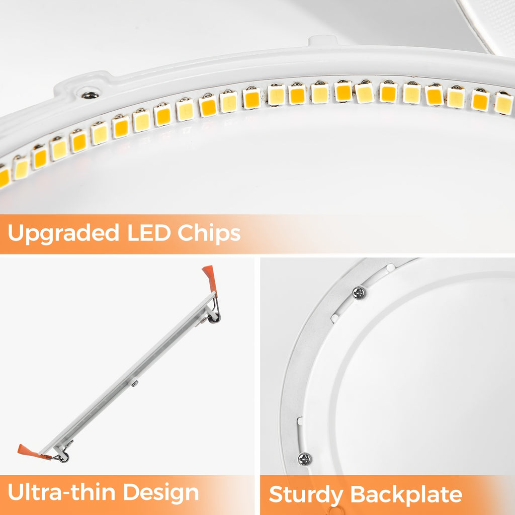 Sai Siwen 6/12/24-Pack White Recessed Downlight, 6-Inch Dimmable 5 CCT Selectable, 1050 Lumens, 12 Watts, 120 Volts, ETL Certified, Suitable for Kitchen, Living Room, Bedroom, Hallway, Office, Basement
