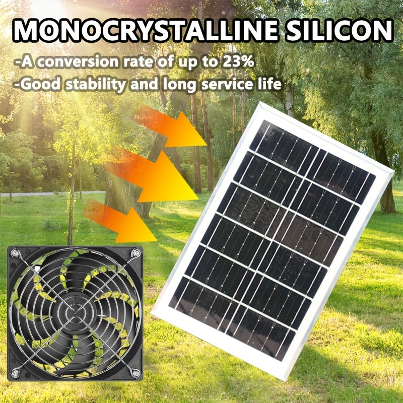WEIHAOXI 35W Solar Fan with Solar Panel, Camping Fan for Outdoor Use, Portable Battery-Powered Power Bank, Ideal for Greenhouses, Pet Houses, Picnics, Barbecues, Fishing, and Travel.