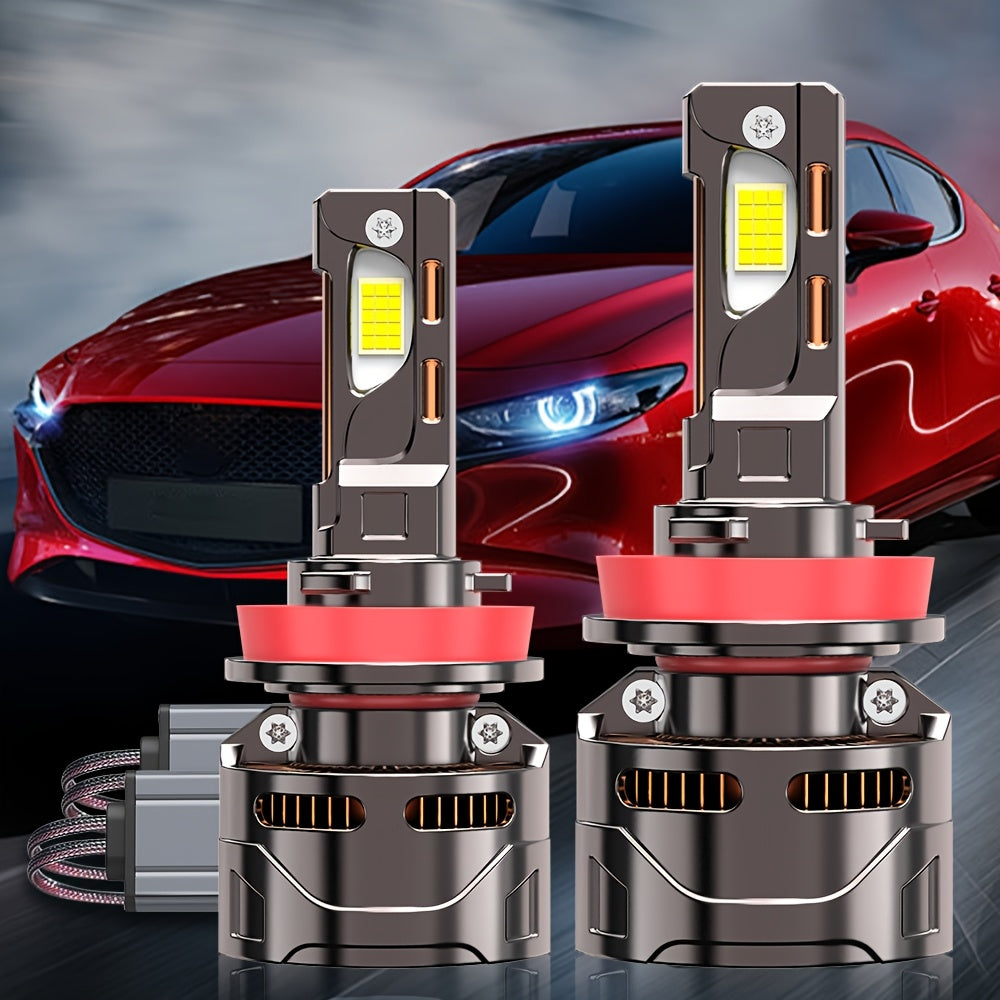 2pcs H4/9003 H7/H18 60000 Hours Ultra-Long Lifespan 58300LM LED Super Bright Front Bulbs 7500K 9006 9012/HIR2 Improves Night Driving Safety, 1000% Brightness Increase, External Driver