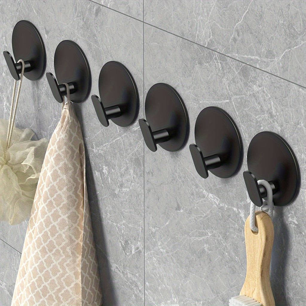 Modern Black Wall Hook - Easy Install Adhesive Towel Hook for Bathroom & Kitchen - Durable Robe, Clothes, Hat & Key Holder | Bathroom Accessories