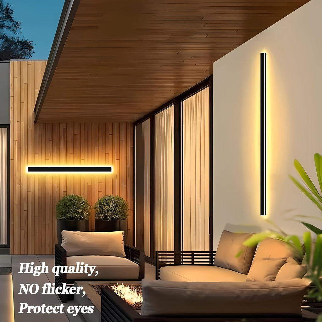 1-Piece 15.75/23.62/39.37 Inch Warm White Outdoor Long Wall Light, Modern Black LED Wall Light, Indoor Bar Wall Light, 8/12/20W Modern Outdoor Wall Light Fixture, Suitable for Living Room, Porch, Garage Door, Courtyard