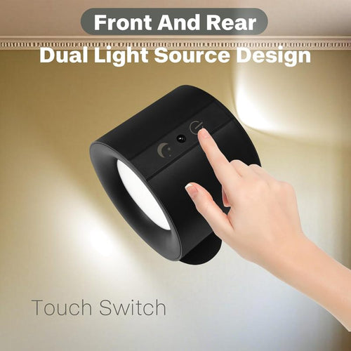 1 indoor rechargeable LED spotlight, dual-side light source, Type-C charging and USB interface. Suitable for wireless art spotlight in living room, with timer remote control, adjustable wall light, suitable for galleries, wardrobes, portraits, statues