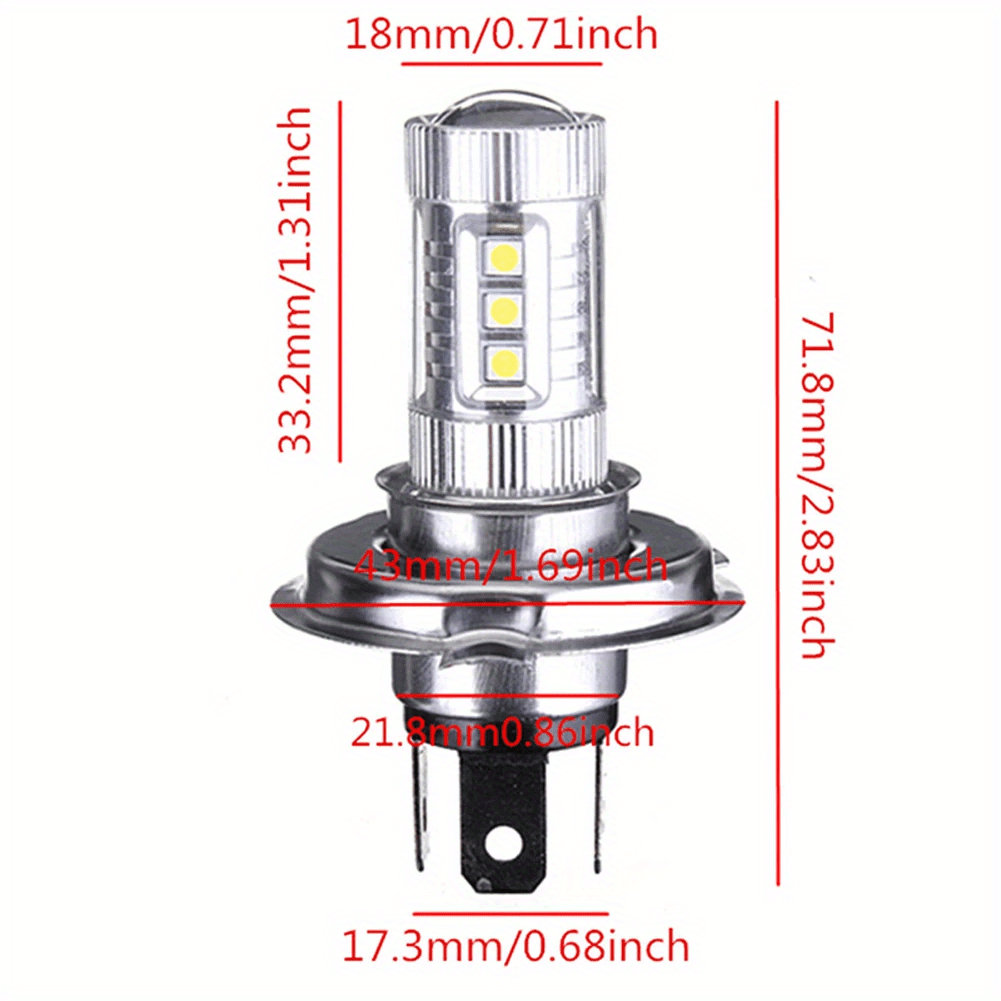2-Pack H4 Super White LED Headlights, 6500K High-Intensity LED, 80W, 12V-24V, 80W, LED Headlights, 2-Pack, No Battery Included.