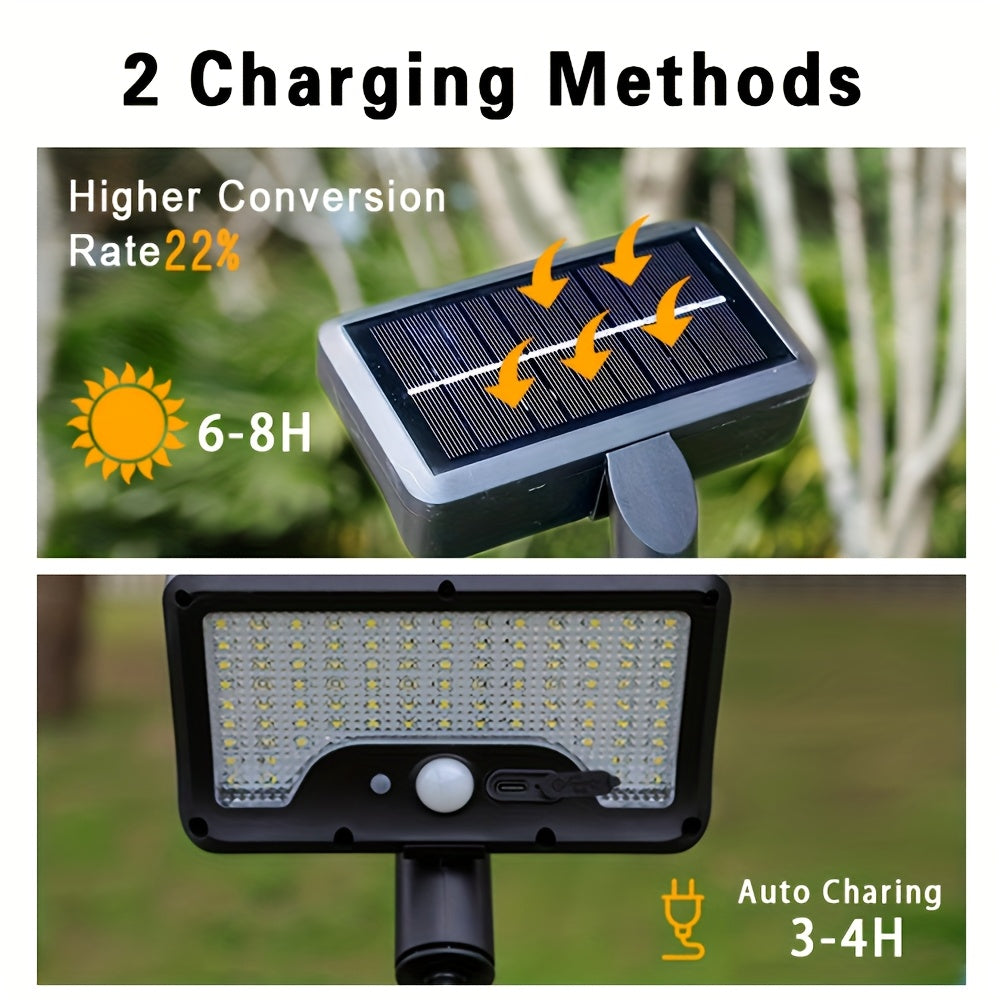 1PC Commercial Street Solar Motion Sensor Light, Solar Wall Light with Foldable Flexible Bracket, 92LED Street Light, 3 Modes Auto On/Off, Perfect for Outdoor Tree Branches, Tents, Camping, Tabletops, Walls, Streets, Garden Security Lighting