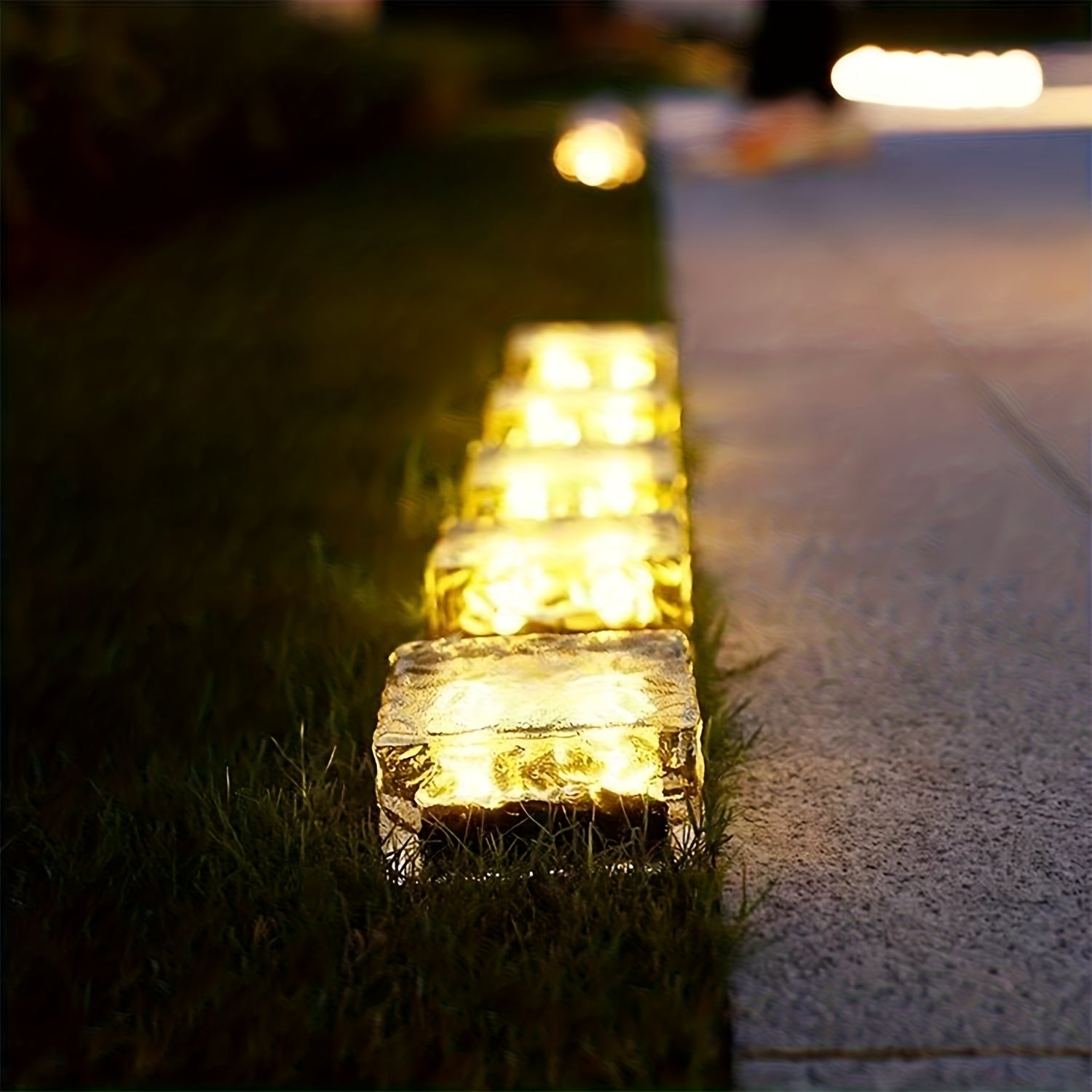 3/6 Pack Solar Ice Cube/Brick Light, Sensor Courtyard Light, Suitable for Patio, Balcony, Outdoor Garden, Sidewalk and Walkway; Transparent Square Resin Paver Light; Recessed Ground Lawn Light