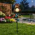 1 Highland Cow Solar Garden Ground Insert Light, LED Small Path Light, with Cracked Glass Ball and Butterfly Decoration, Whimsical Farmhouse Courtyard Art, Suitable for Outdoor Patio Lawn Walkway Decoration