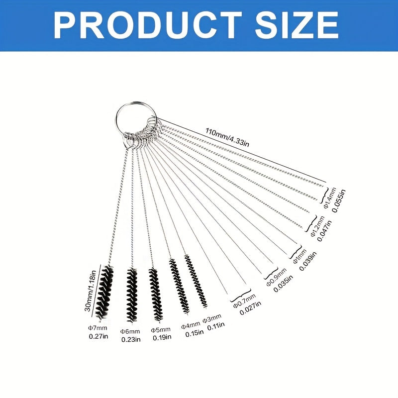 Carburetor Cleaning Tool Kit, Includes 10 Cleaning Needles and 5 Brushes