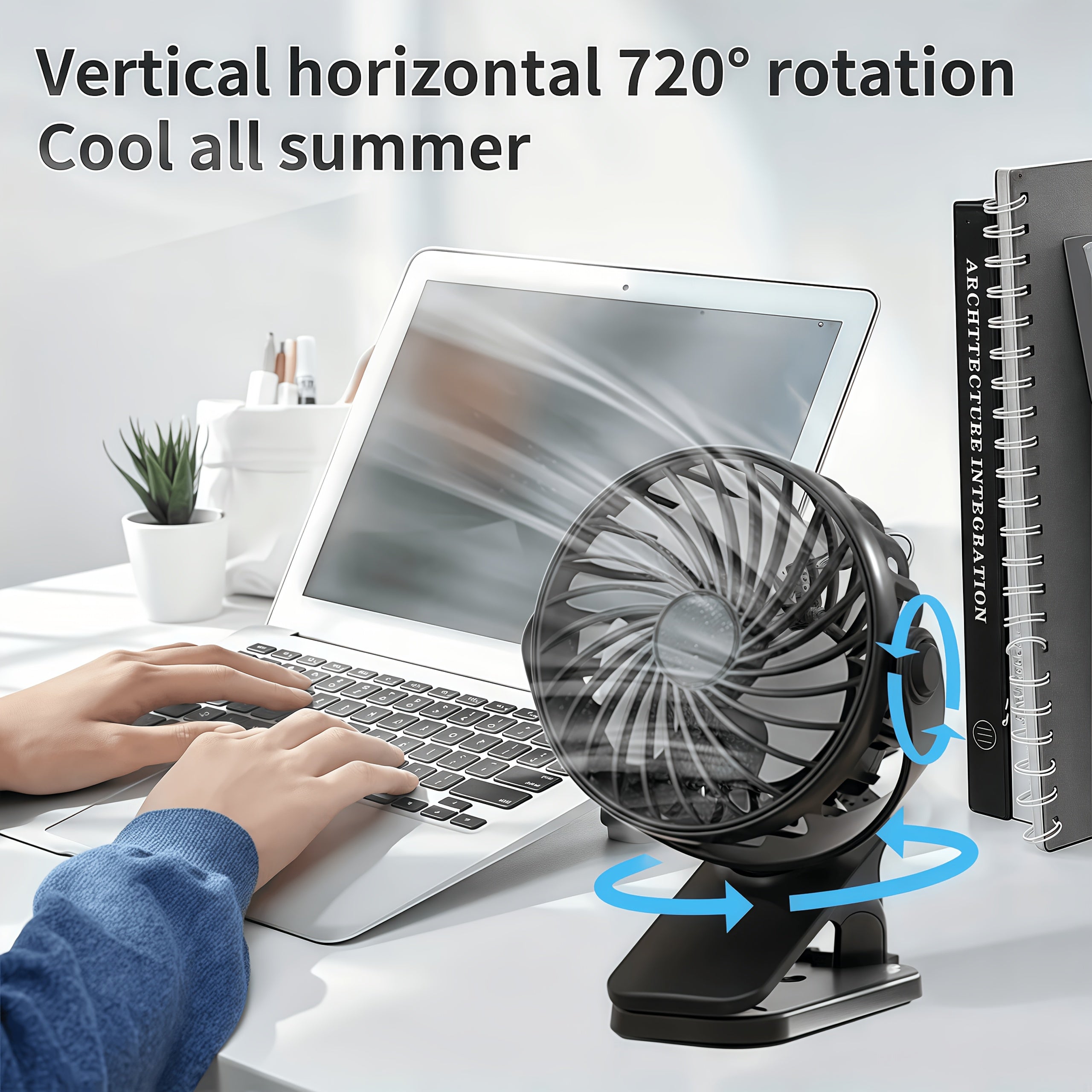 Clip-On Desktop Fan, Low Noise Powerful Airflow, Strong Clip for Firm Fixing, Stylish Portable Cooling Design, High-Quality Mini Personal Fan for Bedroom and Office