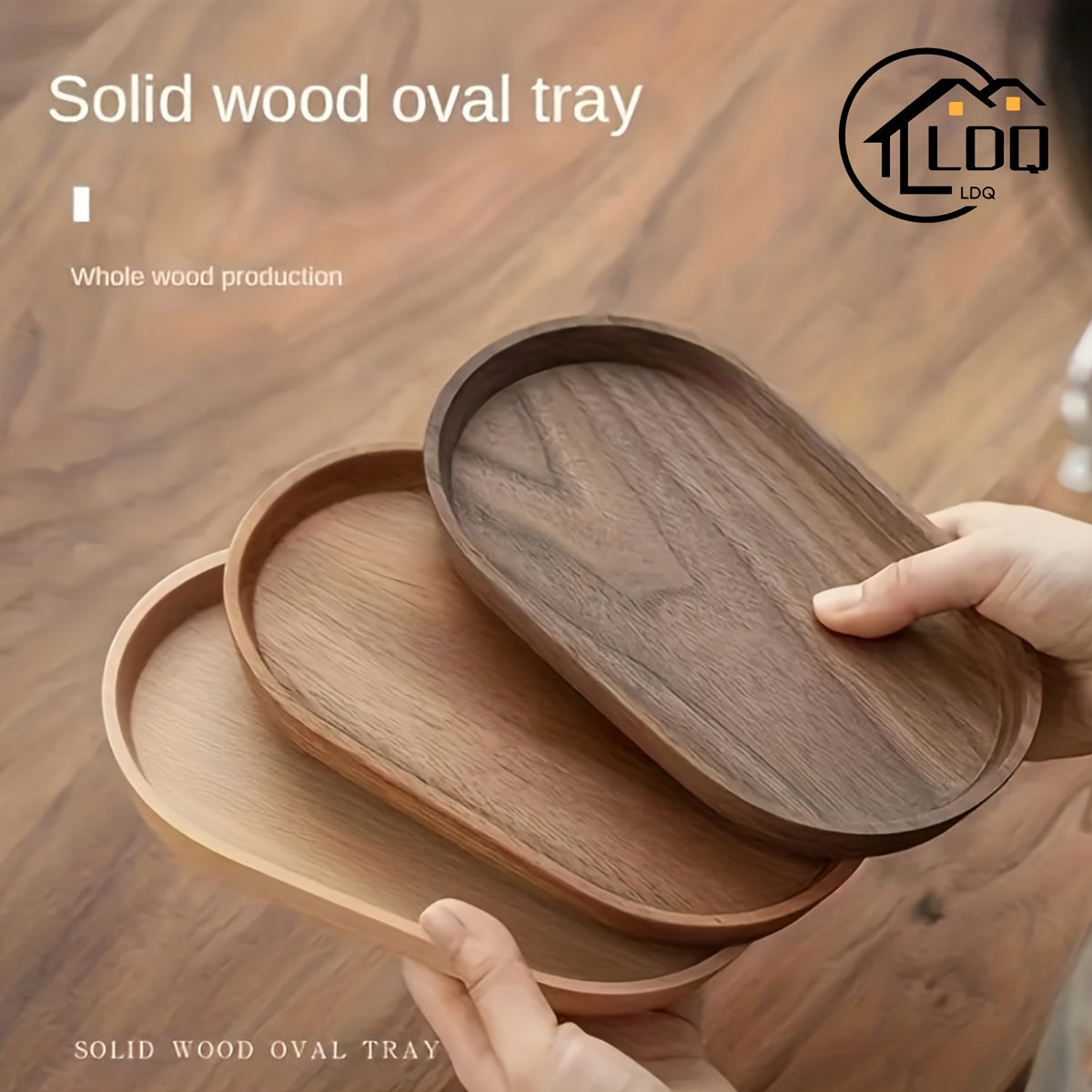 Rustic Acacia Wood Tray, Oval Wooden Platter, Shallow Serving Plate for Charcuterie Cheese Bread Fruit Vegetable Dip, Housewarming Gift, Christmas Halloween Decorative Tray