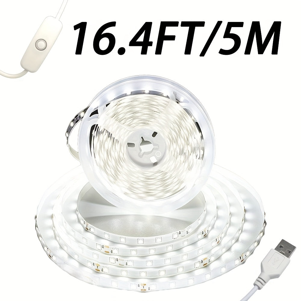 3.3英尺-16.4英尺柔性白色LED灯带，复活节LED灯带，600颗LED灯珠，USB供电LED灯带，直流5伏，适用于卧室/节日/派对装饰/复活节派对装饰/复活节树灯/复活节DIY装饰