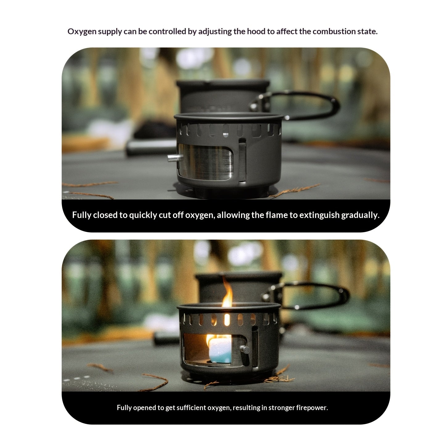 Separate Stove | 40-Min Long-Lasting Outdoor Stove Set | Ultra-Light Aluminum Portable Stove | Must-Have for Camping, Picnic & Tea Boiling (Free Storage Mesh Bag) | Only for Cooking