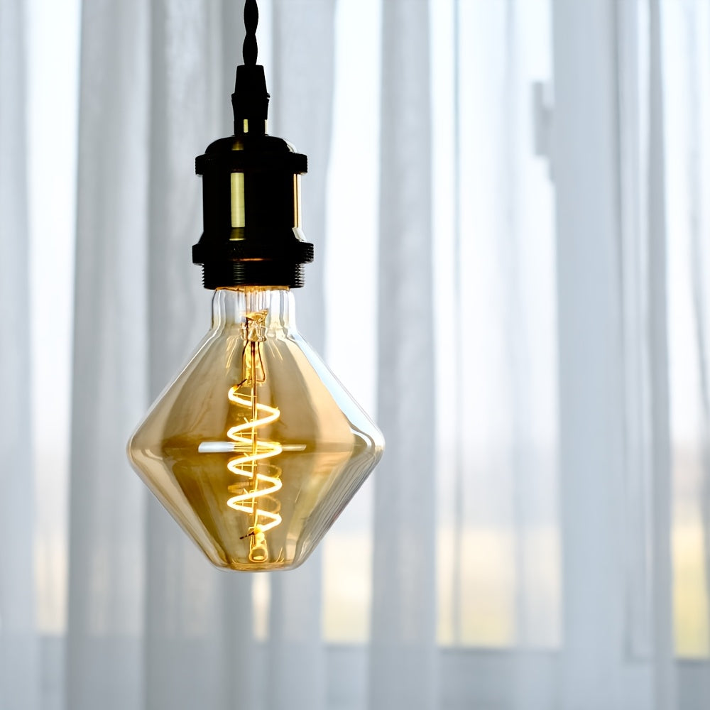1-pack, LED Edison bulb 120V E26 base 4 watt dimmable LED filament vintage decorative bulb, 2300K warm yellow light, amber glass cover