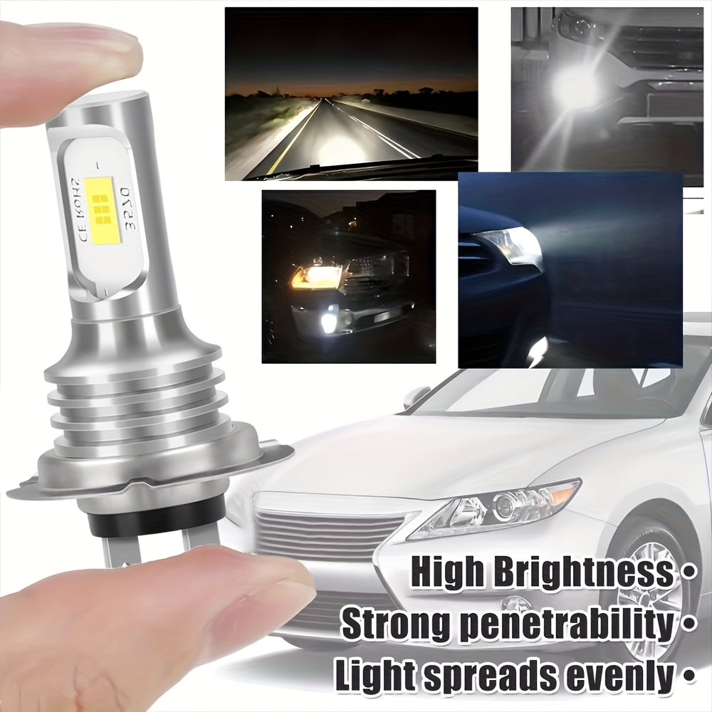 4PCS H7 LED 车头灯泡，远近光灯泡 采用 3570 芯片，60 瓦时输出 18000 流明，6000K 白光，专为汽车、卡车和摩托车设计，无需电池