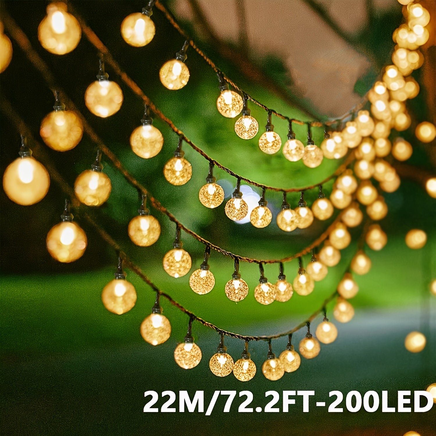 100/200LED太阳能串灯，户外太阳能串灯，太阳能仙女灯，仙女太阳能天井灯，树阳台装饰花园，庭院，门廊，走道，派对