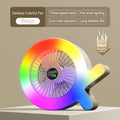 Portable Colorful Ambient Light Desktop Fan | 3 Speed Adjustment | Low Noise Silent Motor | USB Rechargeable | Mini Desk Fan for Bedroom Office | Summer Cooling Essential