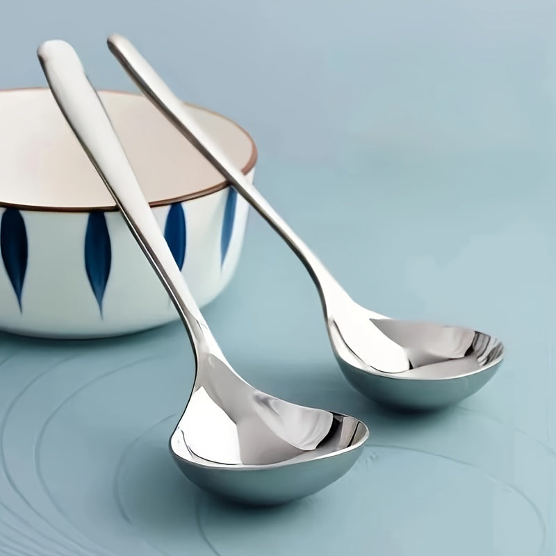 2-Pack Heavy Duty Large Soup Ladle – Long Handle Large Head Soup Spoon with Bowl – Perfect for Home, Restaurant, Food Trucks – Hygienic Serving Utensil Set