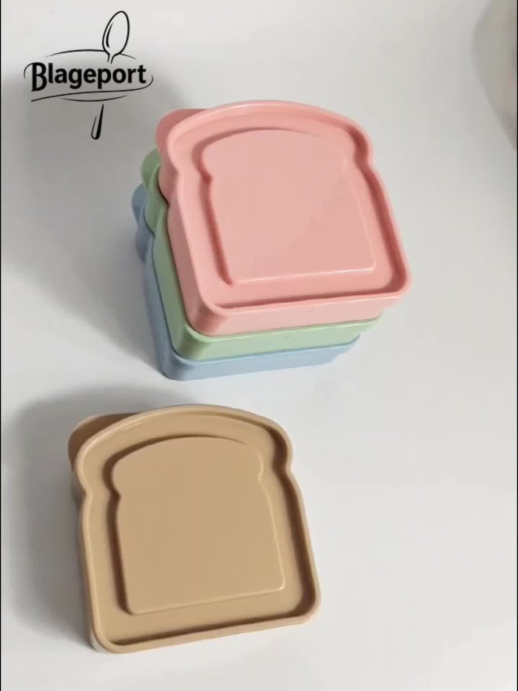 Sandwich Box, Lunch Box – Plastic Toast-Shaped Food Storage Container with Lid – Microwave & Dishwasher Safe – Perfect for Home or Adults (Colorful)