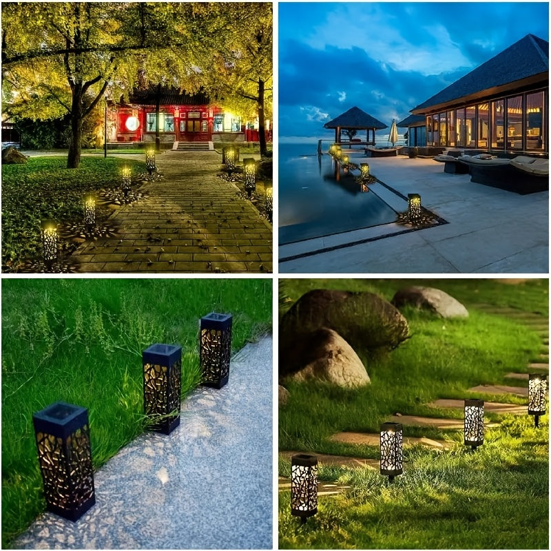 6-Piece Solar Street Light, Outdoor LED Garden Lawn Decorative Lighting, Automatic Night Lighting, Easy-to-Install Ground Insert Pole, IP44 Waterproof, Perfect for Courtyard, Patio and Landscape Decoration, Solar Outdoor Light