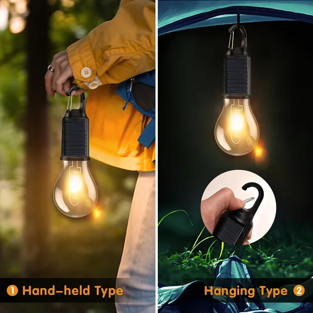 3/5-pack solar bulbs, LED camping light, 3 lighting modes, built-in battery, outdoor hanging tent light, portable solar lantern, suitable for camping, hiking, fishing, festivals