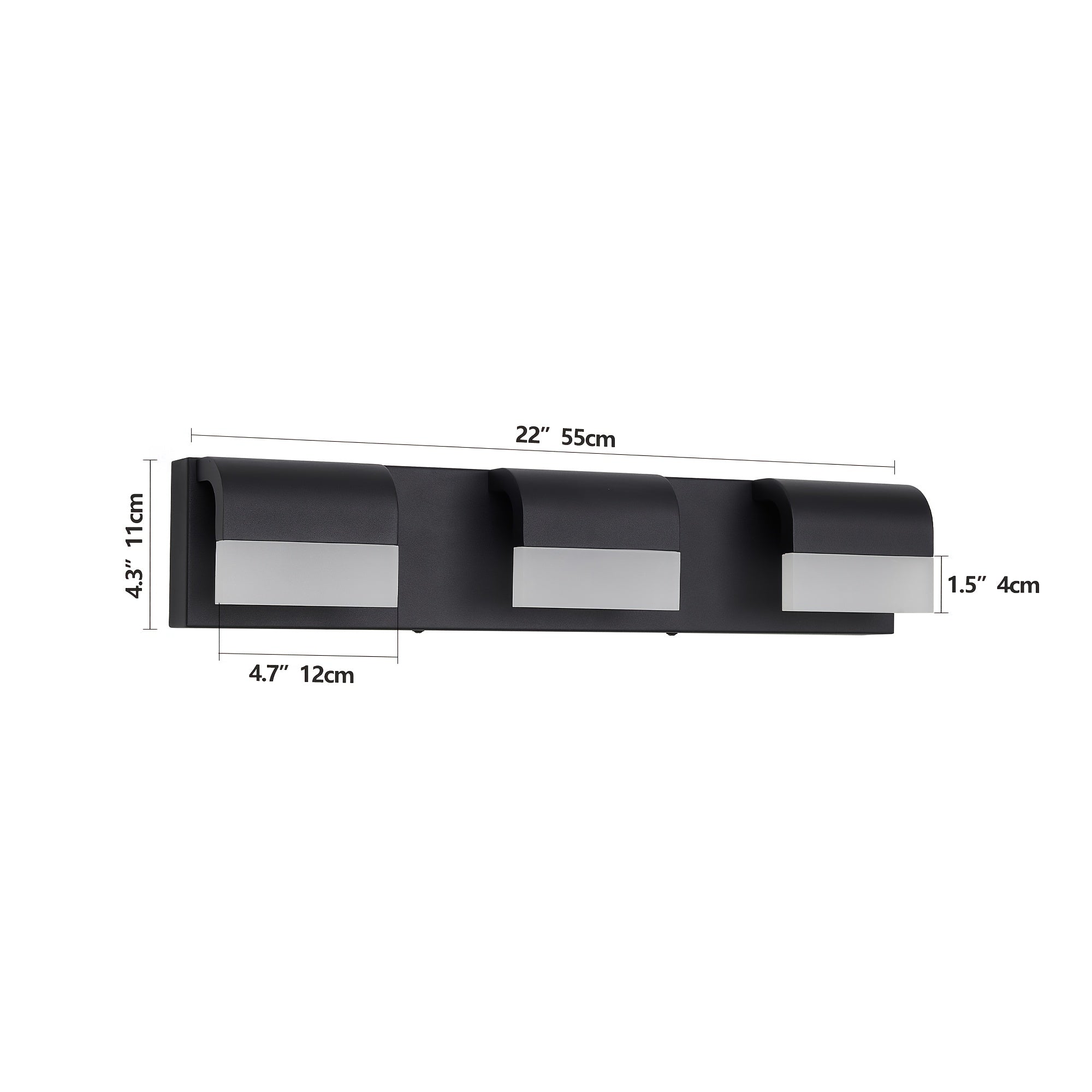 21.7-Inch 3-Light Modern Bathroom Vanity Light, Elegant Bathroom Wall Light, with LED Light Source and Acrylic Shade, Dimmable Bathroom Lighting Fixture (Dimmer Switch Not Included), Suitable for Bathroom, Bedroom