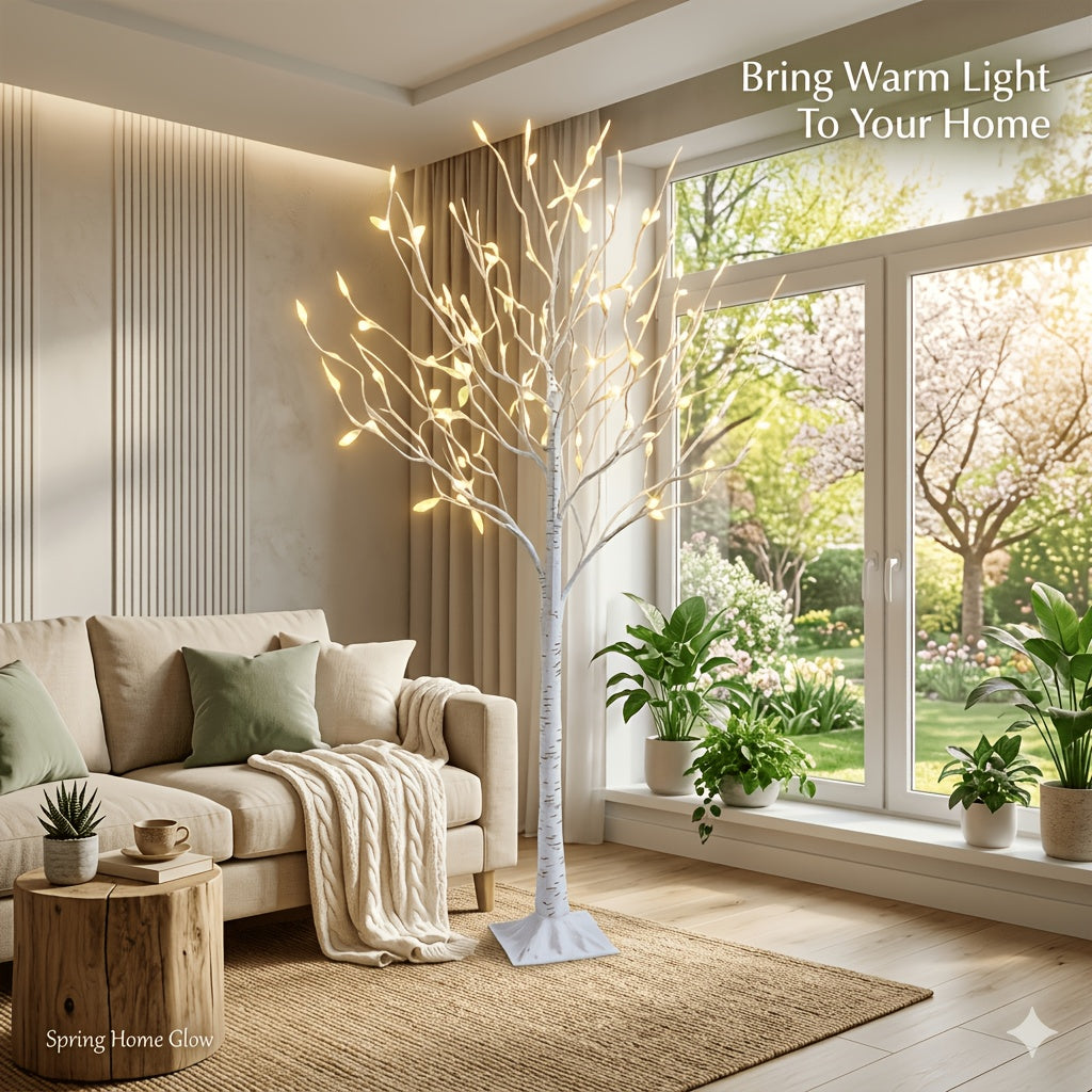 1PC 6FT Artificial Birch Tree LED Tree Light, Suitable for Indoor Living Room Office Study Kitchen Outdoor Garden Decoration, Perfect for Festival Atmosphere Decorative Tree Light, Gift, USB Powered