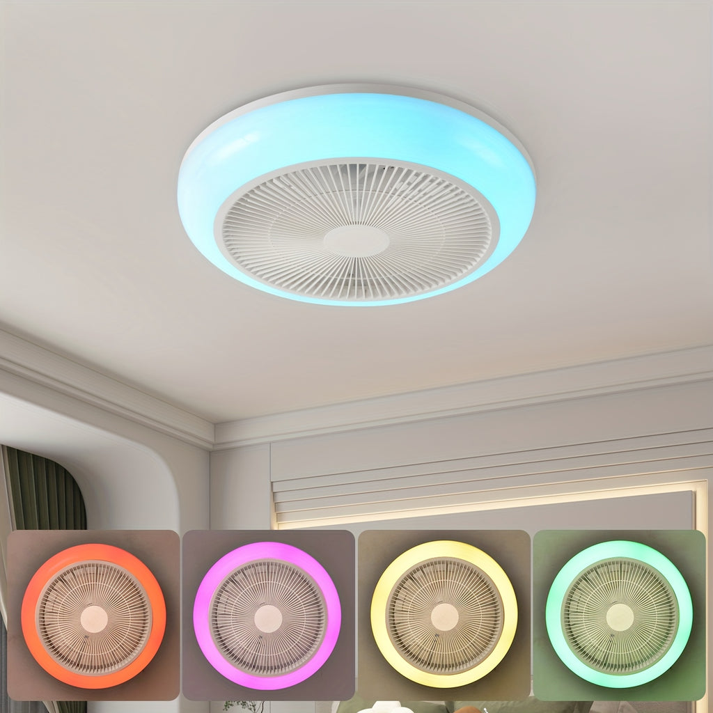 Low Profile Bladeless Ceiling Fan with LED Light Kit, Recessed Mount with Remote Control and Timer Function, 3000K-6000K Adjustable Color Temperature