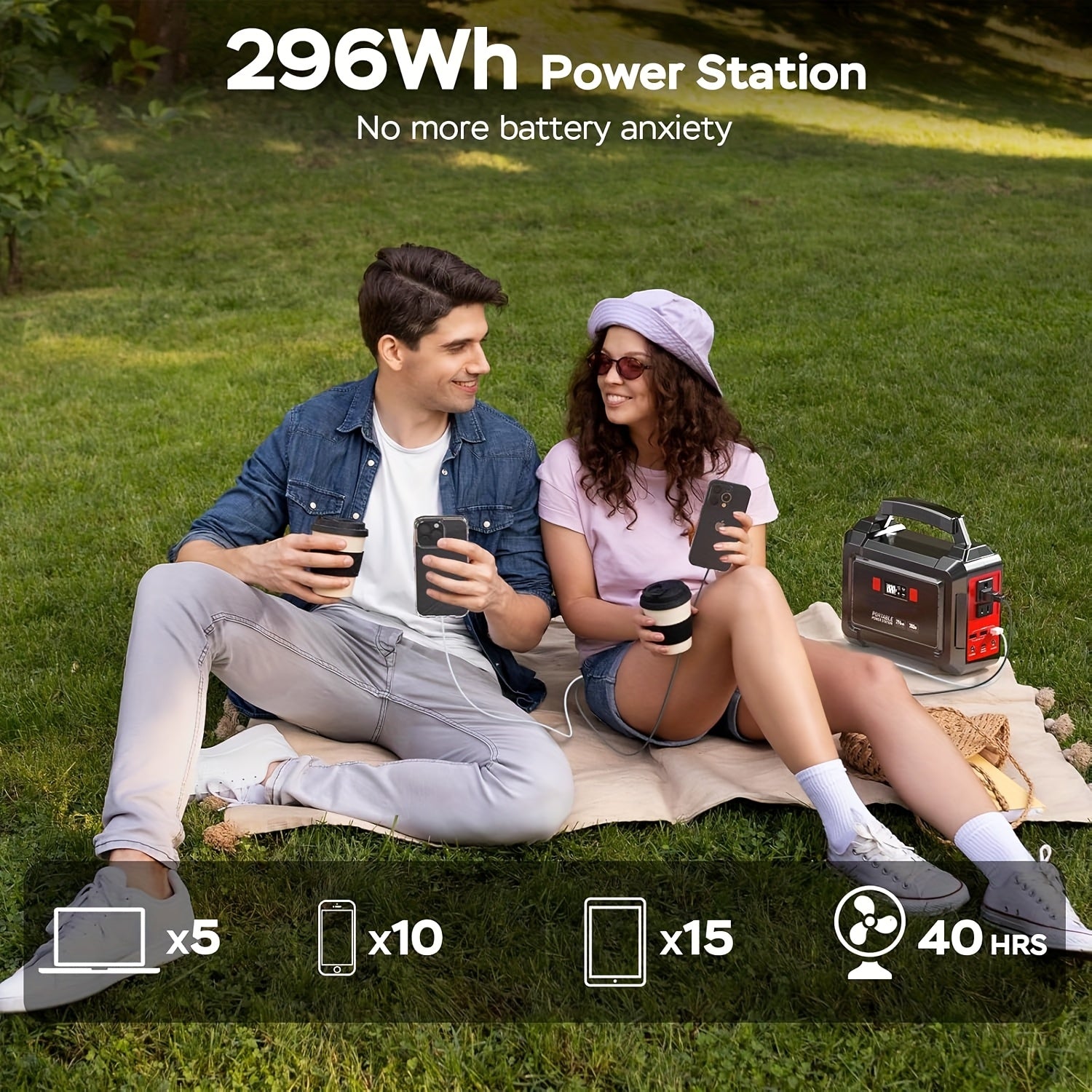 296/167Wh 帶 60/30W 太陽能板或行動式電源站 296Wh 300W/167Wh 100W/88Wh 100W，露營便攜電源帶交流輸出 2*110V，USB QC3.0 太陽能發電機適用於露營旅行家庭應急禮品
