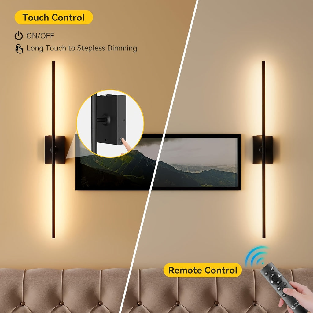 Removable Rechargeable Battery Powered, 31.5-Inch Wireless Wall Light, 360° Adjustable Lighting Angle: Features Include 4 Color Temperatures, Infinite Dimming, Touch and Remote Control Options