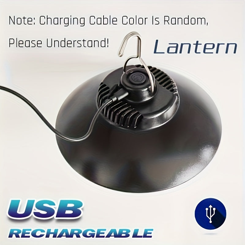 1 USB rechargeable tent light, 2-mode hanging bulb light, portable camping lantern, outdoor LED work light with hook design, emergency lighting, vintage tent light, suitable for hiking, fishing, barbecue, camping, daily use