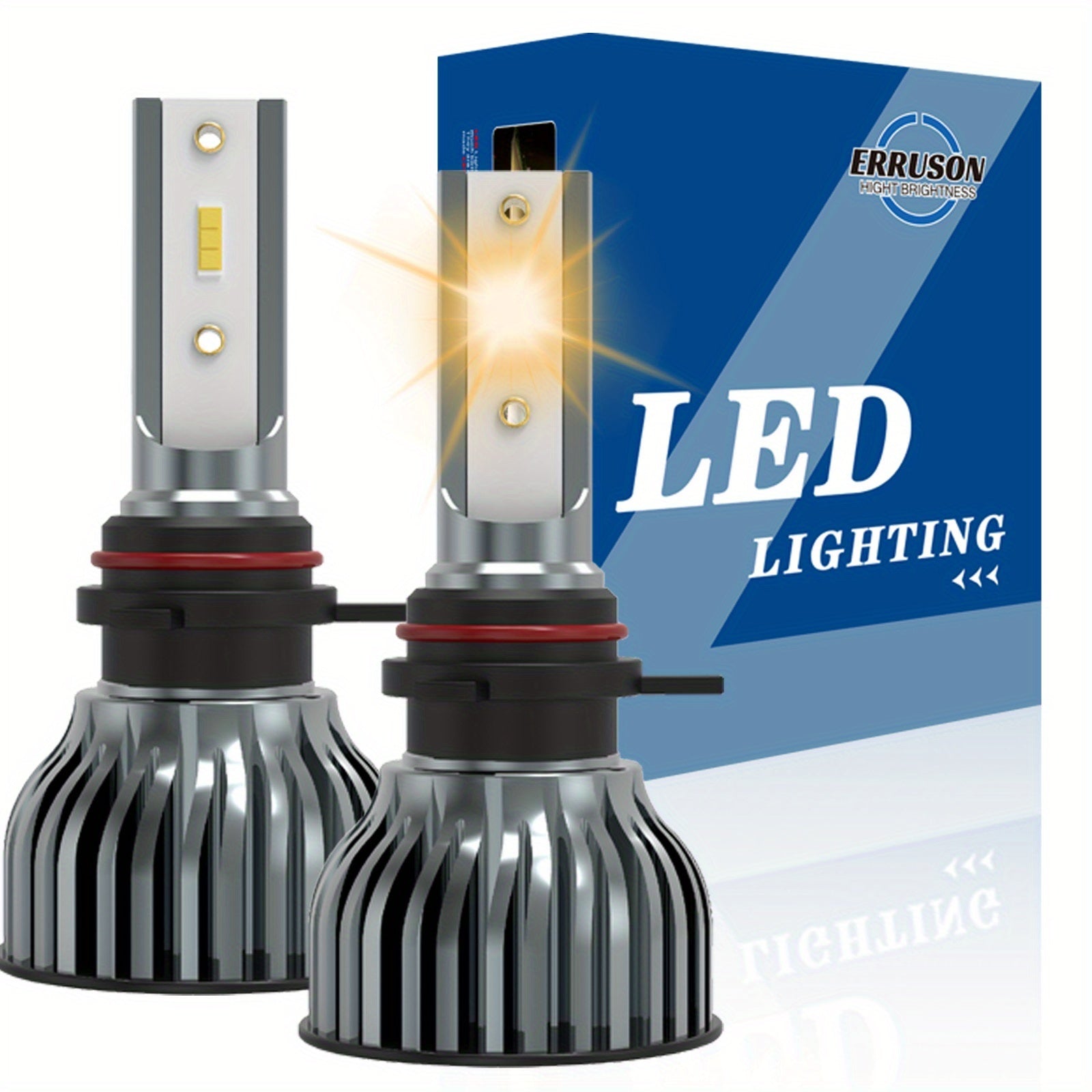 Erruson 2-Pack Dazzling Car Bulbs 9005/HB3 9006/HB4 H11 H4 H7 H1 High/Low Beam Dual-Use Turbo Light, 30000 Lumens 300W 3000K/4300K/6000K/8000K/25000K Car Light, 700% Brightness