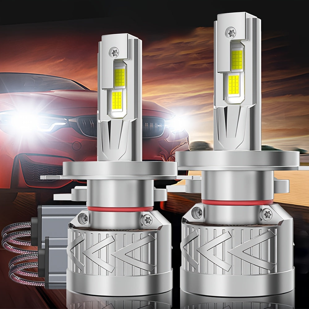 2-Pack H4 LED Headlight Bulbs, Compatible with H1, H4, H7, H11, 9005/HB3, 9006/HB4-O124 Sockets, High Power Design, CAN Bus Error-Free, High/Low Beam Dual Mode, 60,000 Lumens Brightness, 900% High Brightness