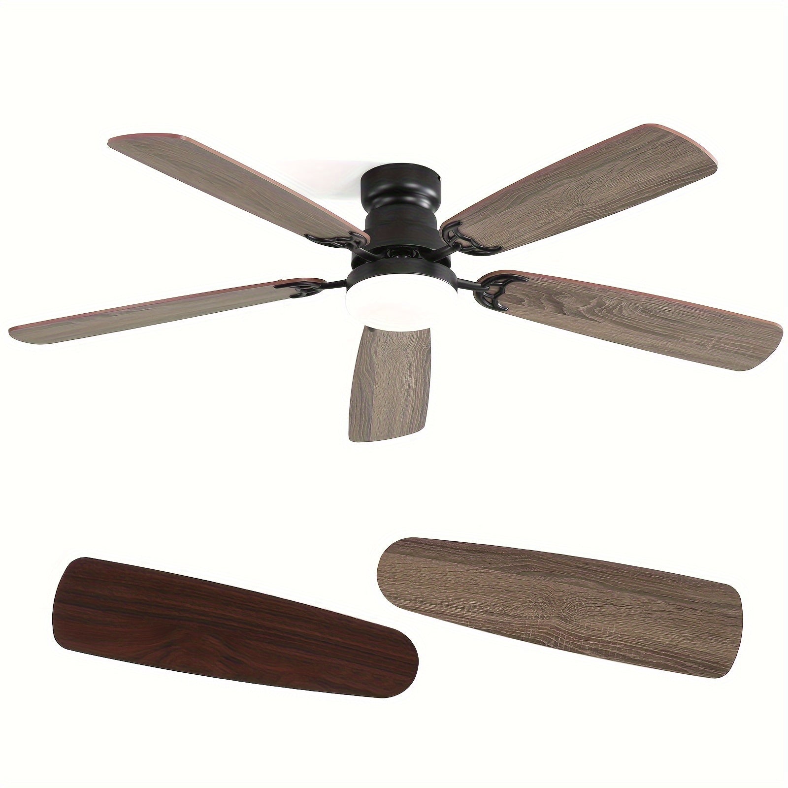 Sofucor 52" Ceiling Fan with Light & Remote, 6 Speeds, 3-Color LED, Timing, Low Profile, Noiseless Reversible DC Motor, for Bedroom, Living Room, Patio (3 Downrods Included)