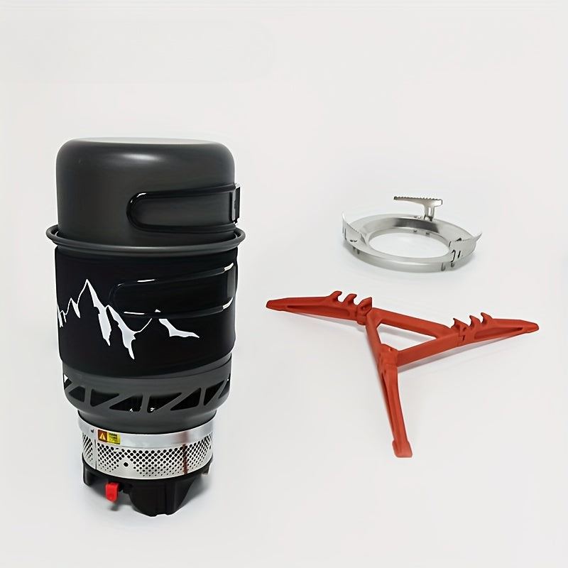 33.81OZ Portable Camping Cookware Set with Windproof Backpacking Stove & Bowl - Aluminum Alloy Burner Alpine Reactor Gas Stove Outdoor Propane Cooking Gear, Jet Burner Kit, Ideal for Hiking, Off-Road, Fishing, Hunting Trips and Emergency Situations/