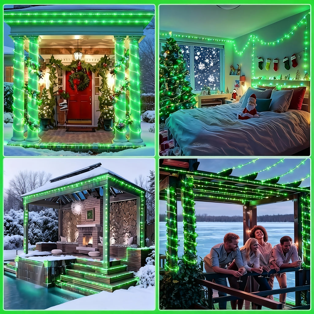 201/151/101/51 LED tube string lights | durable plastic flexible hose light, green, perfect for Valentine‘s Day decoration, home decoration, New Year‘s party, bedroom decoration, Christmas decoration and outdoor holiday lighting (IPX4)