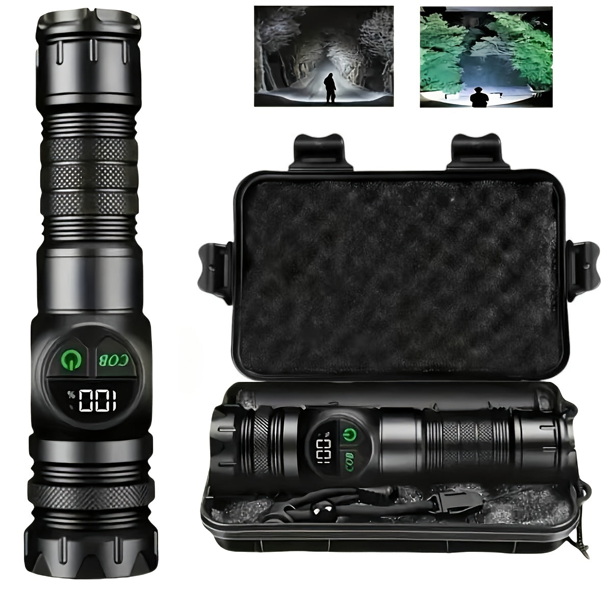 Outdoor Multifunctional Portable Rechargeable Flashlight With Premium Gift Box, Strong Light Strobe & Telescopic Zoom, Magnetic Absorption Flashlight, Ultra Long Endurance, COB Work Light