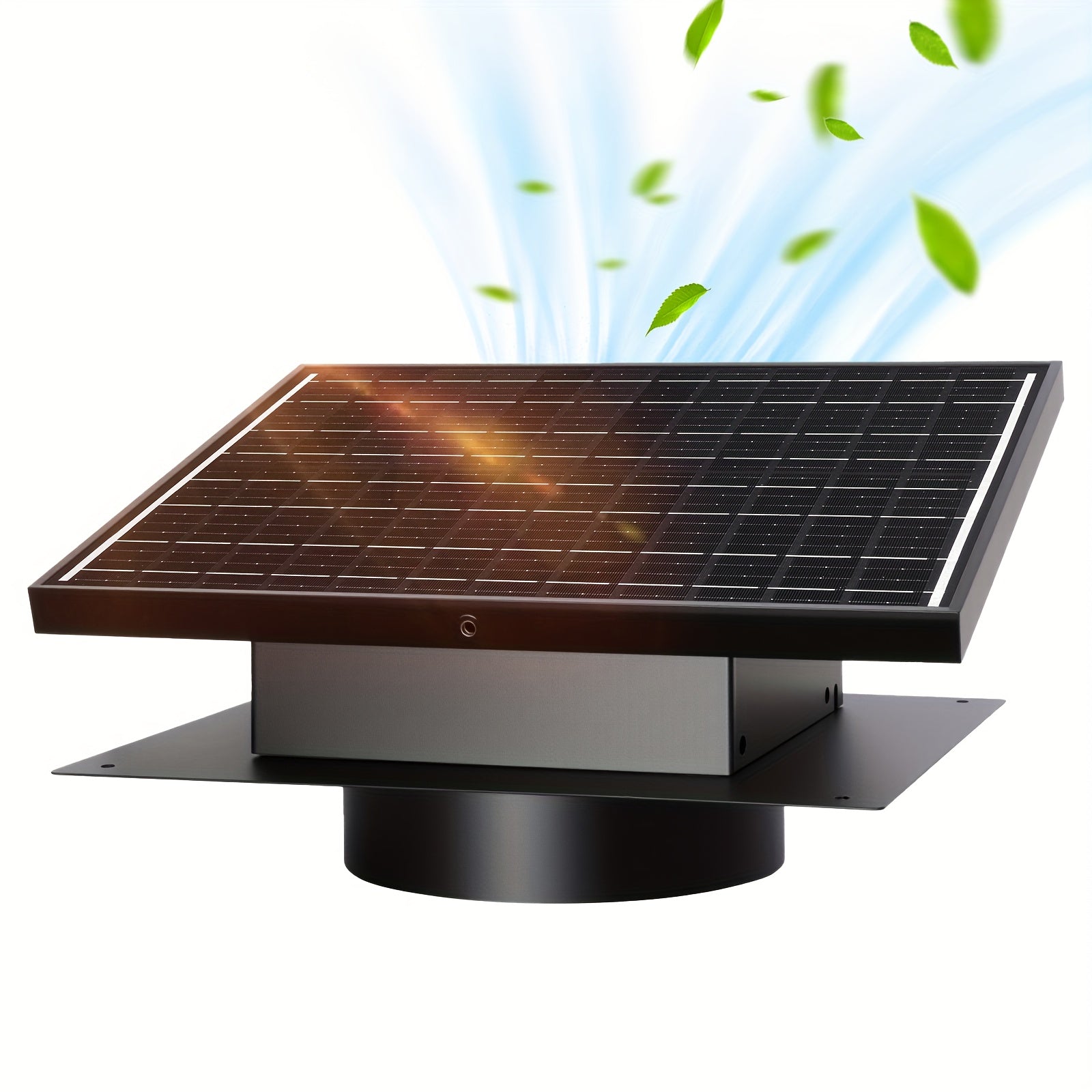 25W Solar Roof Vent Fan, 8" Detachable Roof Vent, 9.84ft Connection Cable, Rust-Resistant Coating Solar Attic Exhaust Fan, Ideal Roof Fan for Garage, Shop and Warehouse, Black