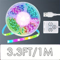 3.3英尺/1米-100英尺/30米 LED灯带，5V RGB LED灯，带3键遥控器，亮度可调，颜色可变，非常适合电视、客厅、卧室或派对环境（USB供电）