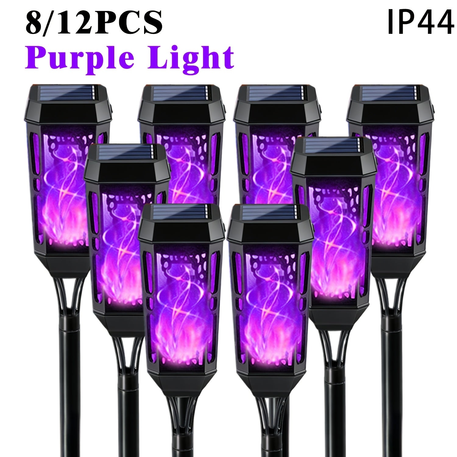 8/12pcs Outdoor Solar Flame Light, Solar Path Light, Solar Lawn Light, Solar Garden Light, Solar Lighting, Suitable for Courtyard, Villa, Shed, Patio, Party, Halloween, Christmas, Thanksgiving and Other Lighting Decoration