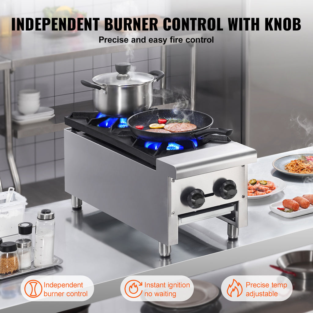 VEVOR Commercial Stove, 2-Burner Cooktop, Countertop Cooking Heating Plate, Kitchen Appliance