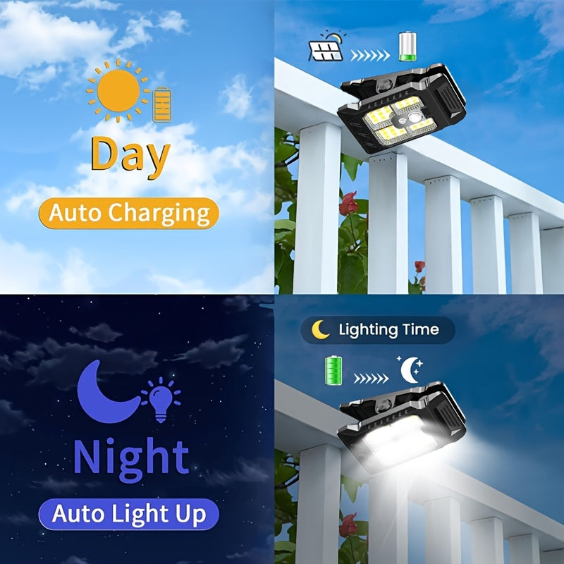 1 Outdoor Solar Light with Motion Sensor, These Portable Clip-On LED Garden Lights are Suitable for Various Purposes such as Maintenance, Camping, Fishing and Street Lighting, Available in Three Different Styles
