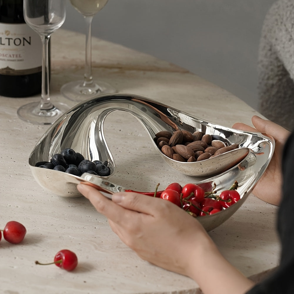 1 High-Quality Silver Stainless Steel Candy Dish, Suitable for Kitchen, Living Room, Dining Room as Appetizer Tray, Snack Bowl, Multi-Functional Snack Tray for Nuts, Candy, Salad, Fruit, Snacks