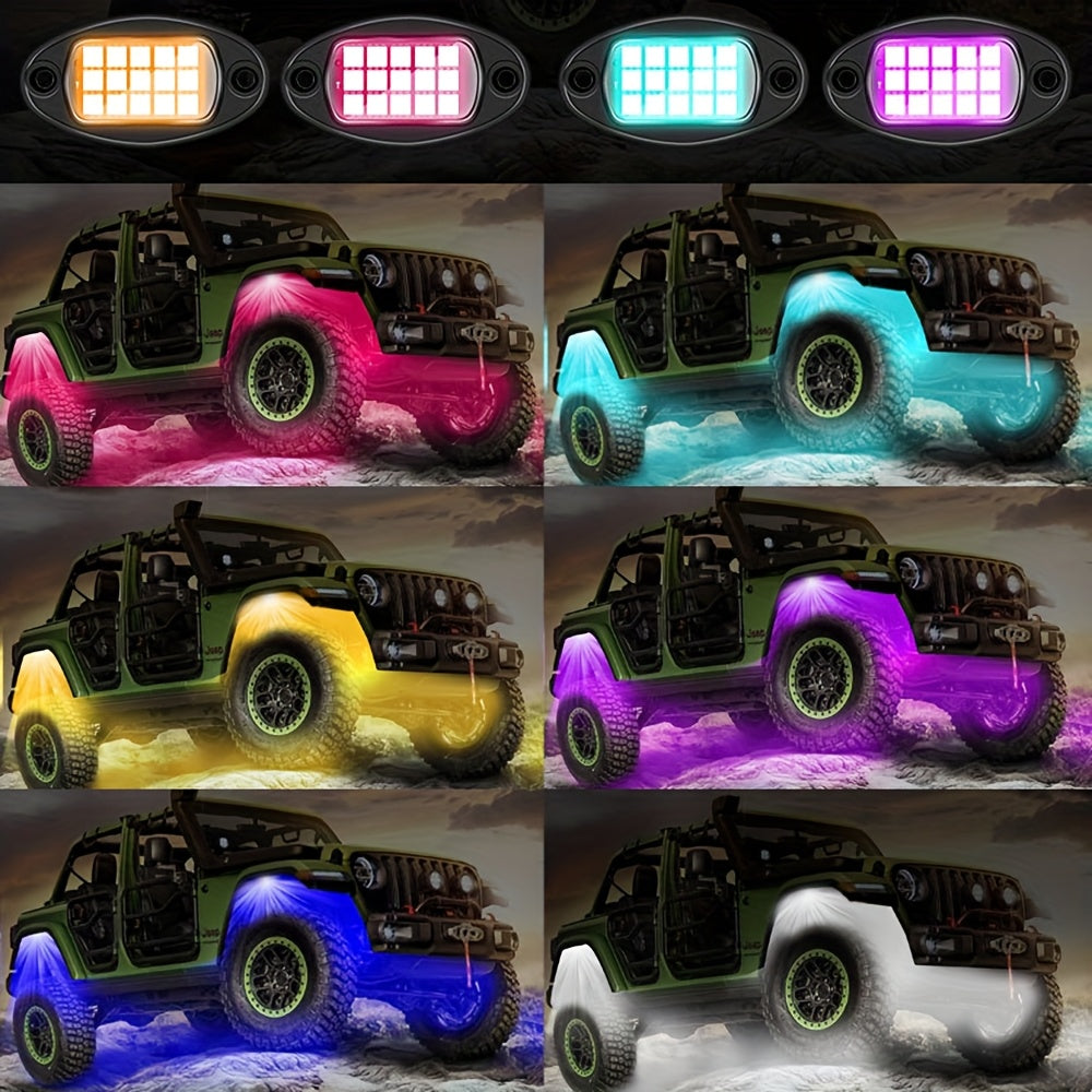 Truck Underbody Ambient Light Rolling Light Kit, Dream RGB Colorful Car Chassis Decorative Light, Multi-Color Car Wheel Light Strip, Footwell Neon Light Kit, Suitable for Pickup Off-Road RZR SUV ATV UTV Car Ambient Light, Smart Light Strip