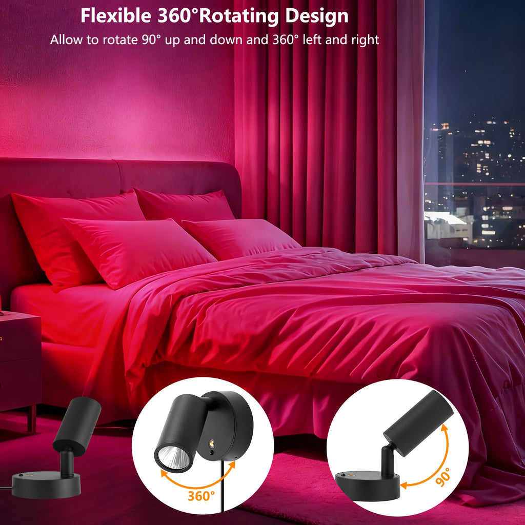 RGBW Indoor Spotlight, Multi-Color Changing Wall Light with Touch and Remote Control, Mini Spotlight, Dimmable LED Plant Spot Light, Art Decorative Light
