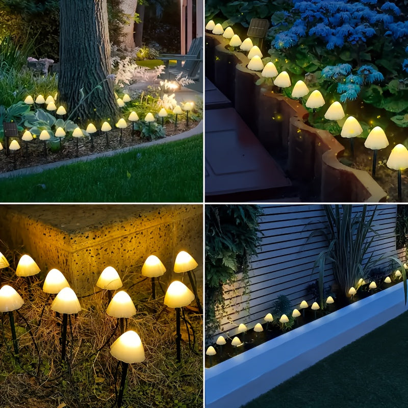 Outdoor Solar Mushroom Light Garden Decoration, Mushroom Shape, 8 LED Lighting Options, Plastic Material, Space Theme, Rechargeable Nickel Battery, No Remote Control - Warm White Light, 2026 New Mushroom Light